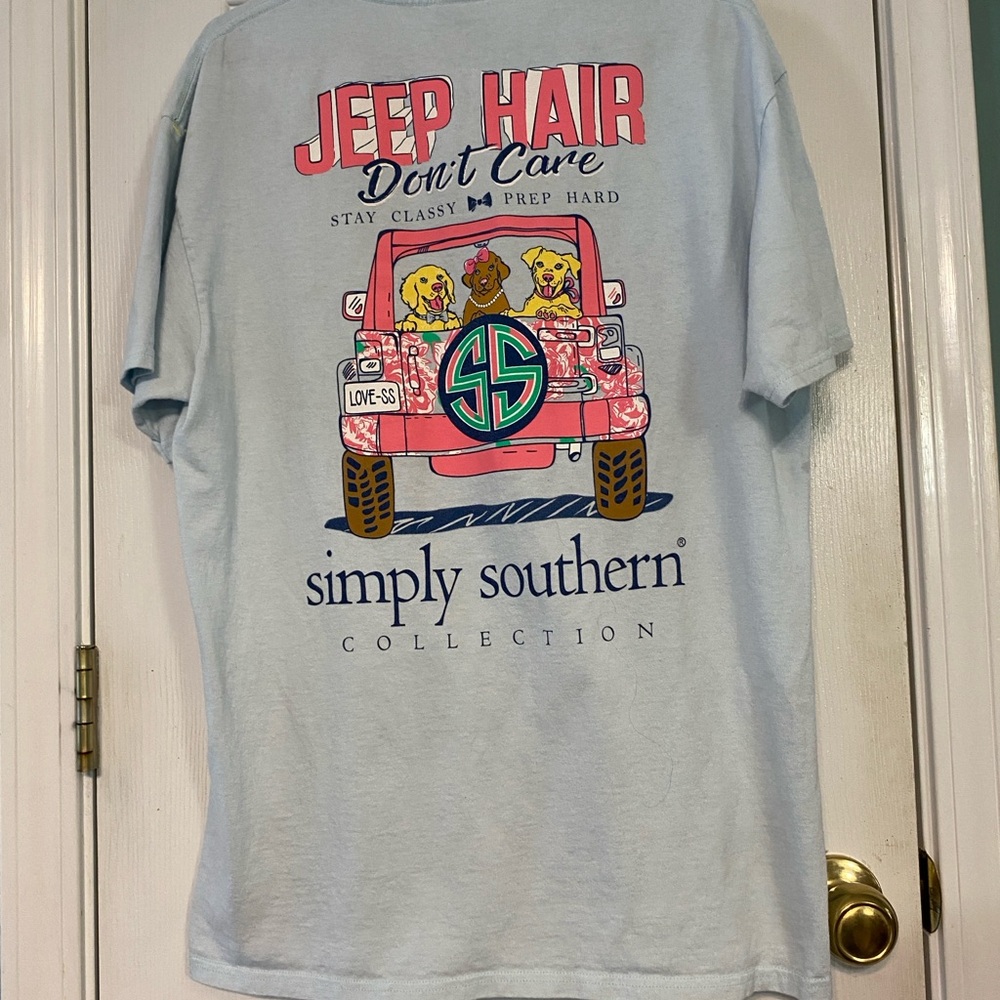 Simply Southern  Light Blue Tee with Pink Bow